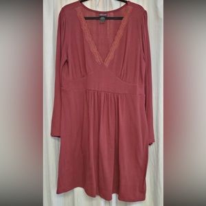 Torrid Burgundy Lace Trim Vneck Dress 2